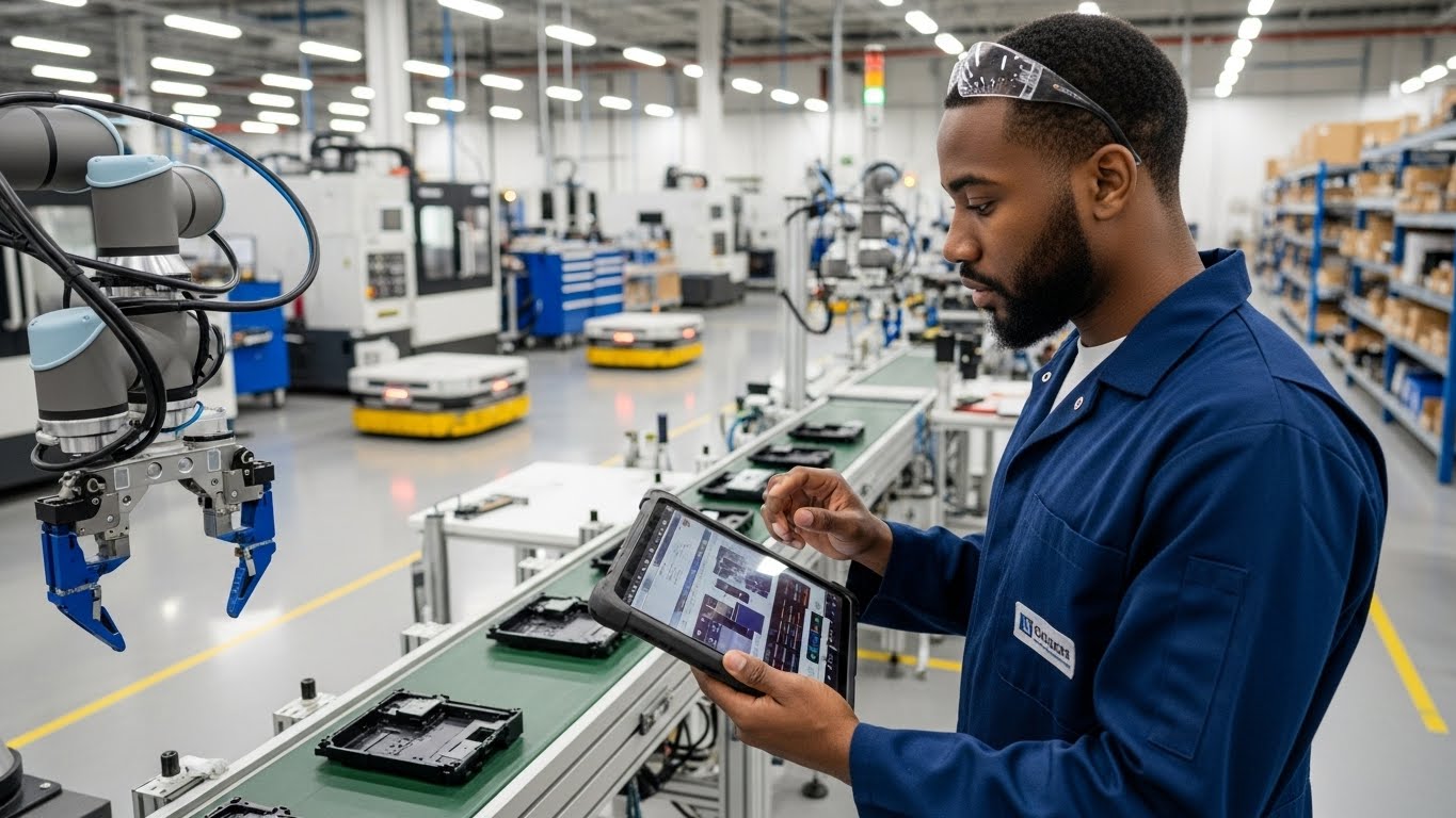 A technician bridging mechanical expertise with digital intelligence